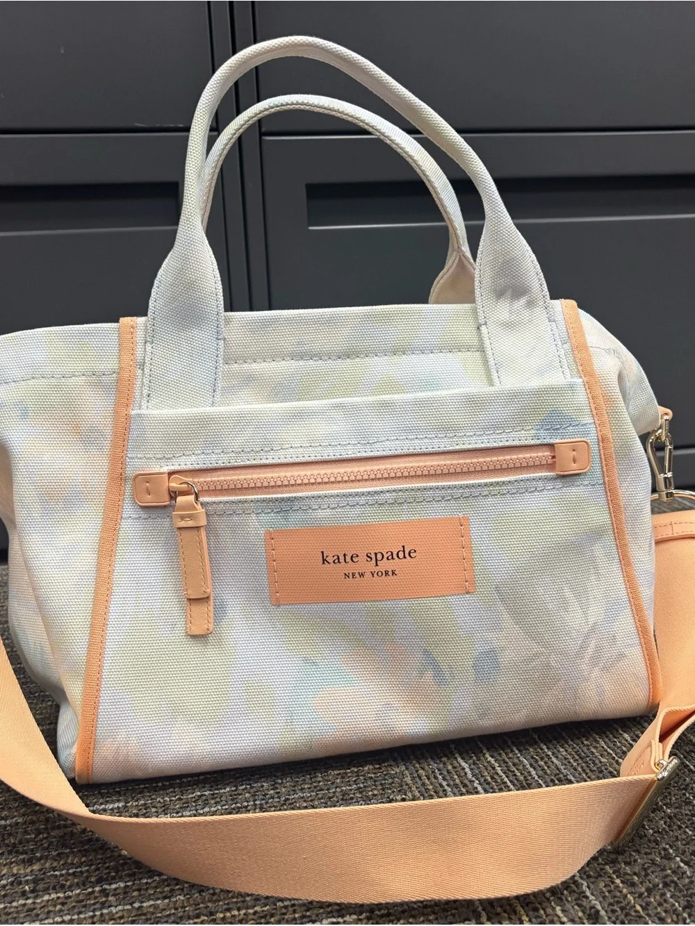 kate spade Pastel Floral Canvas Crossbody with Peach Trim